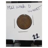 1922 (Weak) D Lincoln Wheat Cent