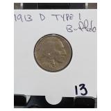 1913-D Buffalo Nickel Type 1