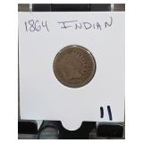1864 Indian Head Cent, F
