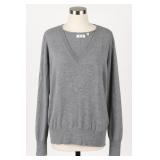 MiH Jeans Gray V-Neck Sweater, Size M, Portugal