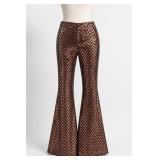 Just Polly New York Metallic Chevron Flare Pants
