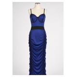 Symphony Blue Ruched Spaghetti-Strap Dress