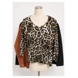 Rafella Leopard Print Long Sleeve Top Size M