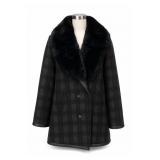 Kate Spade Plaid Coat With Faux Fur Collar