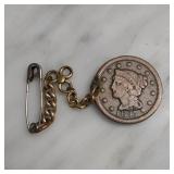 1847 Braided Hair Large Cent Coin Jewelry