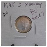 1945-S Mercury Dime, BU, Silver