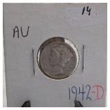 1942-D Mercury Dime, AU