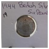 1944 British Sixpence Silver