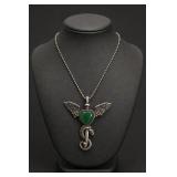 Jade Winged Dragon Pendant Necklace