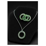 Jade Pendant Necklace With Three Jade Rings