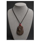 Carved Rooster Pendant Necklace