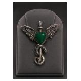 Jade Winged Heart Anchor Pendant