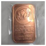Buffalo Design .999 Fine Copper 1 AVDP Oz Bar