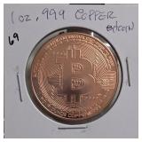 Bitcoin-Themed Copper Token .999