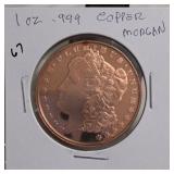 1 Oz .999 Copper Morgan-Style Round
