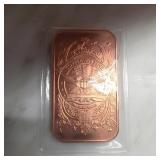 .999 Fine Copper Eagle Bar, One AVDP Ounce