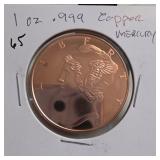 Mercury Design Copper Round, 1 Oz .999 Fine