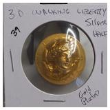 Gold-Plated 3D Repousse Liberty Silver Half Dollar