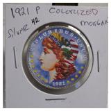 1921-P Morgan Silver Dollar, Colorized