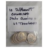 10-Count Colorized U.S. State & Territory Quarters