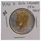 1996-D Kennedy Half Dollar, Gold Layered