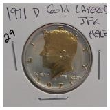 1971-D Kennedy Half Dollar, Gold Layered