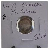 1947 Cura§ao 1/10 Gulden Coin Silver