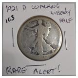 1921-D Walking Liberty Half Dollar