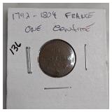 1792"1804 France 1 Centime Coin