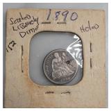 1890 Seated Liberty Dime, Holed