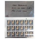 New Zealand 1962 Christmas 18-Stamp Sheet