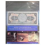1970 Mexican Note & 1989 Marshall Islands $5 Coin