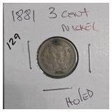1881 Three-Cent Nickel