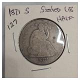 1871-S Seated Liberty Half Dollar