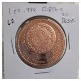 1917 Mexico 20 Pesos Tribute Copper Round