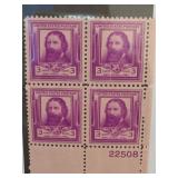 1940 US #866 James Russell Lowell Block Of 4