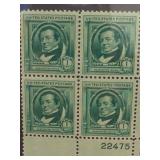 1940 1¢ US #859 Washington Irving Plate Block