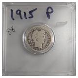 1915-P Barber Dime, Silver