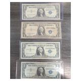 4 U.S. Silver Certificates: 1935 C, 1957 A/B