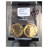 2 Gold-Plated Buffalo Nickels