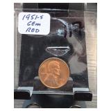 1951-S Lincoln Wheat Cent, Gem RED