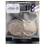 2 1935-D Buffalo Nickels