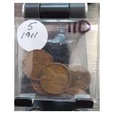 5 1911 Wheat Cents