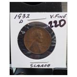 1932-D Lincoln Wheat Cent, Very Fine
