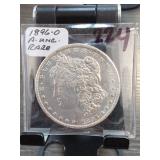 1896-O Morgan Dollar, About UNC, Silver