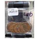 10-Coin 1929-D Lincoln Wheat Cent Group
