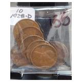 Qty 1928-D Wheat Cent Lot