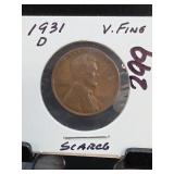1931-D Lincoln Wheat Cent, V. Fine