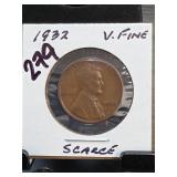 1932 Lincoln Wheat Cent, V. Fine