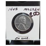 1943 Lincoln Wheat Cent, MS63/64
